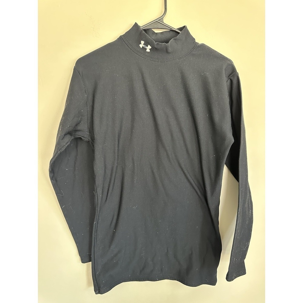 LARGE Women's Under Armour Black Thermal Coldgear Mock Neck Athletic Long Sleeve